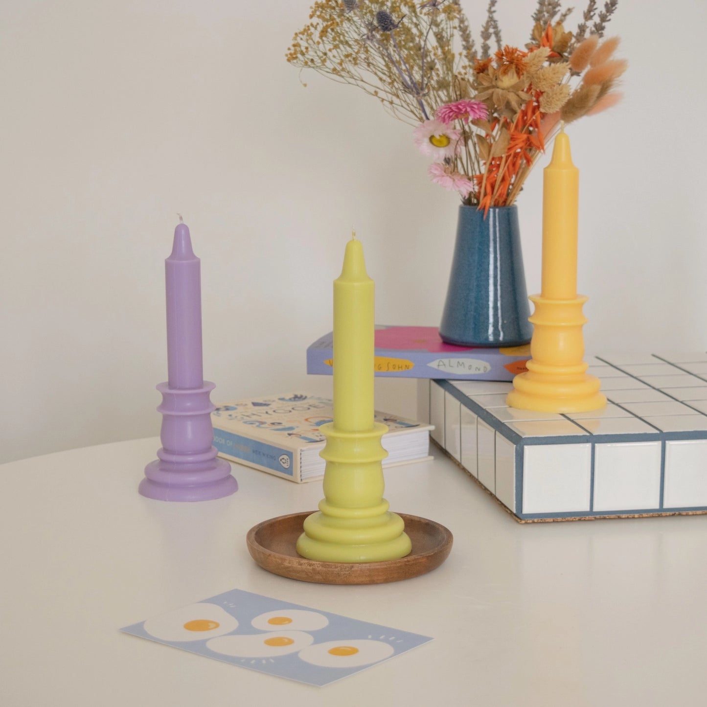 Pastel Minimalist Pillar soy wax Candle Decor by Kirrou