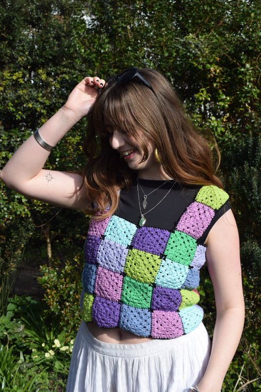 Handmade Patchwork crochet vest by HoleyCow