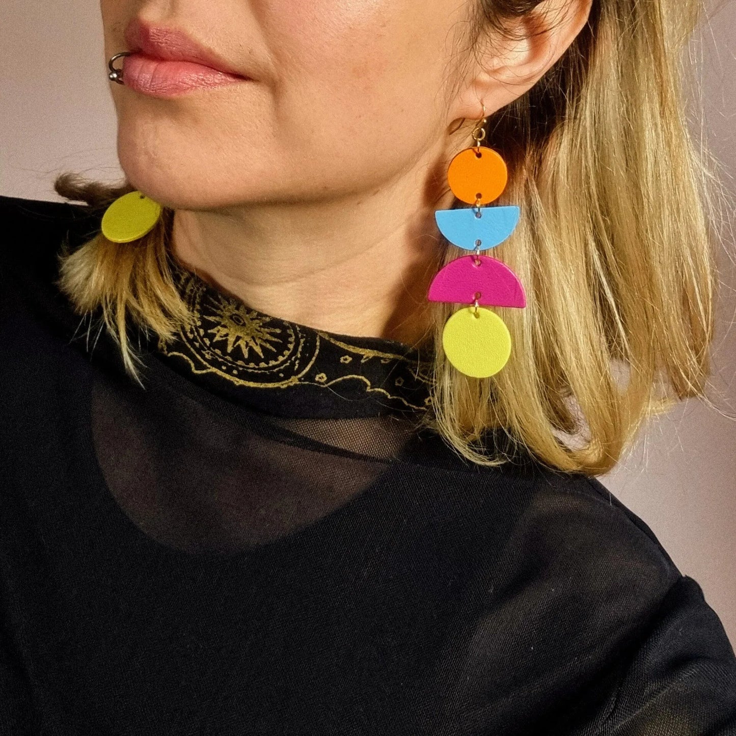 Jumbo Multicoloured Geometric Earrings By Hummingbird Archives