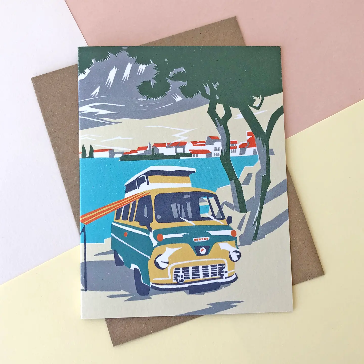 Beach Campervan Greeting Card by Sukie