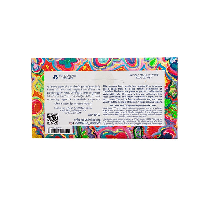 Rhino in Bloom, Dark Chocolate Orange & Popping Candy Pieces by ARTHOUSE