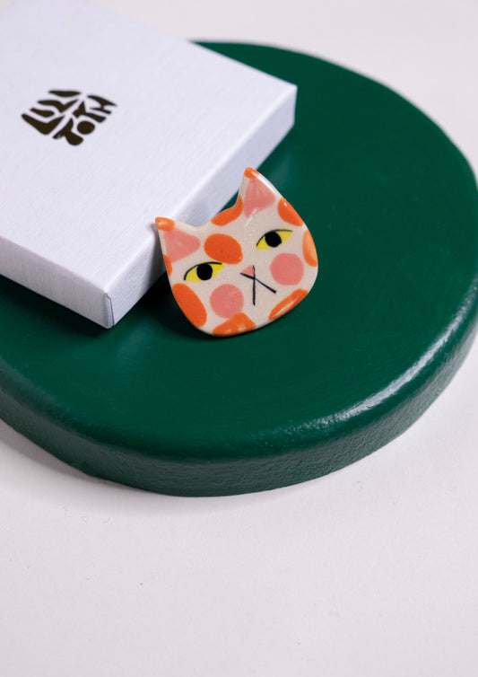 Large Grumpy Ginger Cat pin by Lili Toth