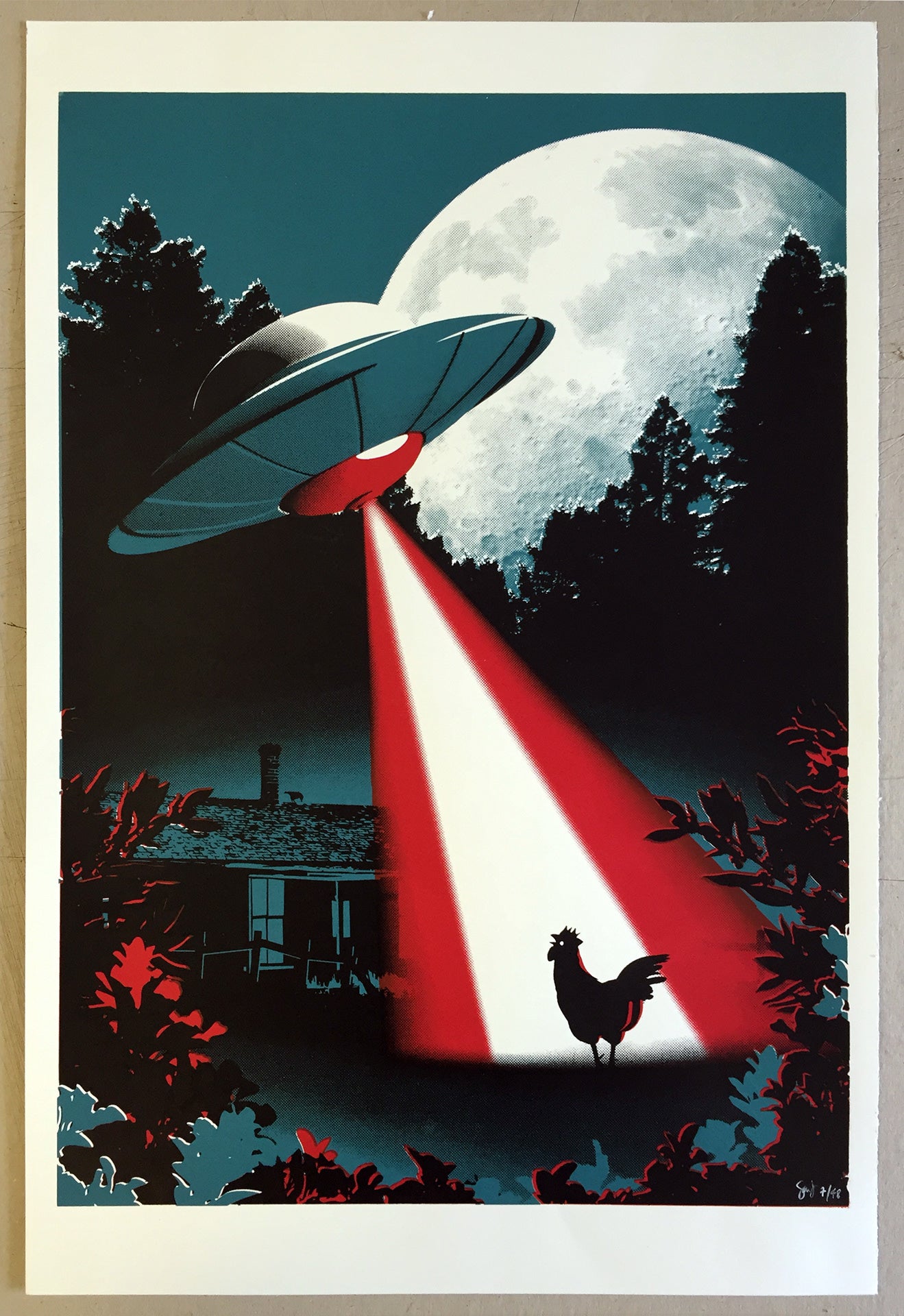 First Contact limited edition signed 32cm x 44cm screen print by The Chunkives