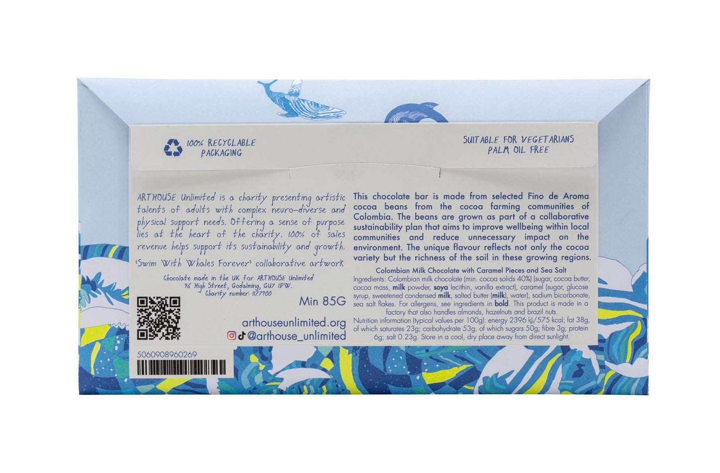 Swim with Whales, Milk Chocolate Bar with Caramel & Sea Salt by ARTHOUSE