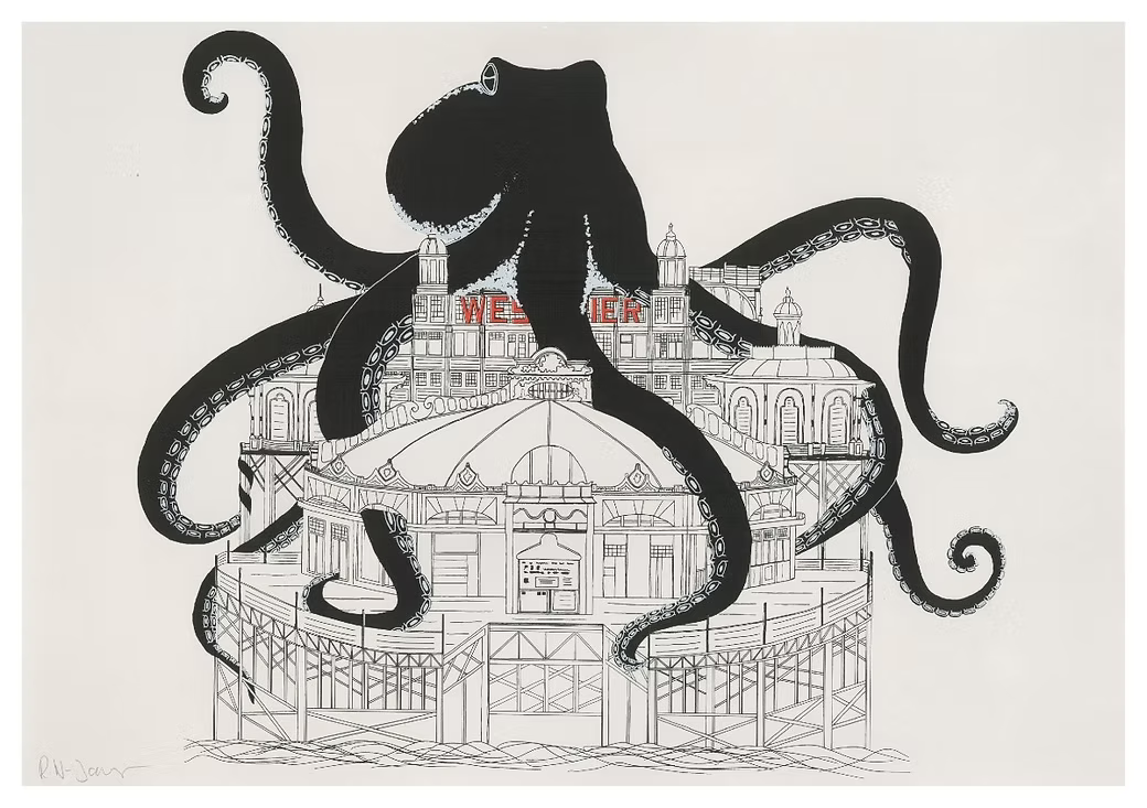 West Pier, 1990s greeting cards by Ruth Wragg-Jones