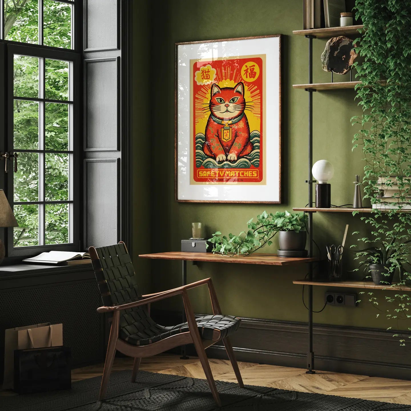 Lucky Cat Matchbox A3 Print by INK & SONS