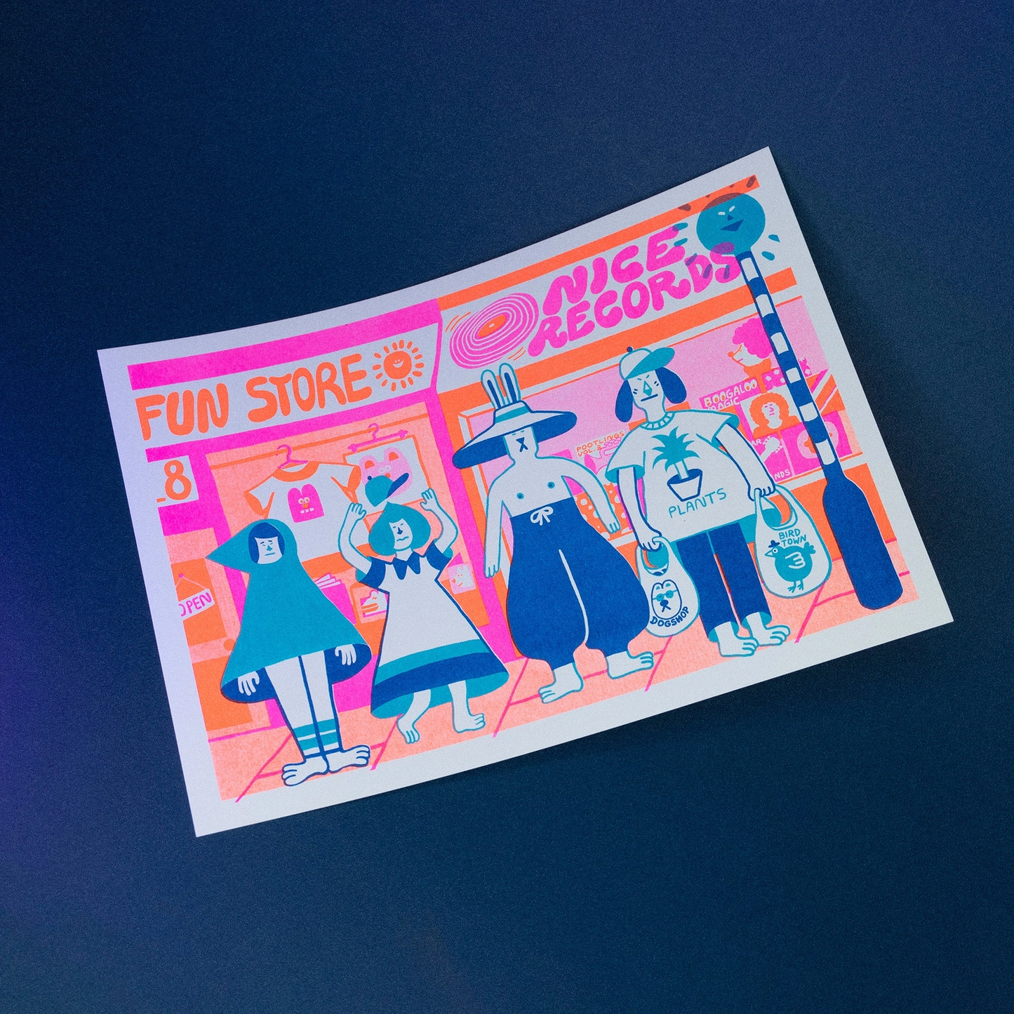 Happy Shoppers Riso Art Print By YUK FUN