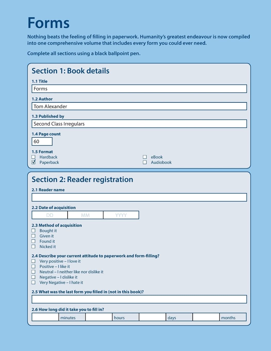Forms: The nation's favourite paperwork by Tom Alexander