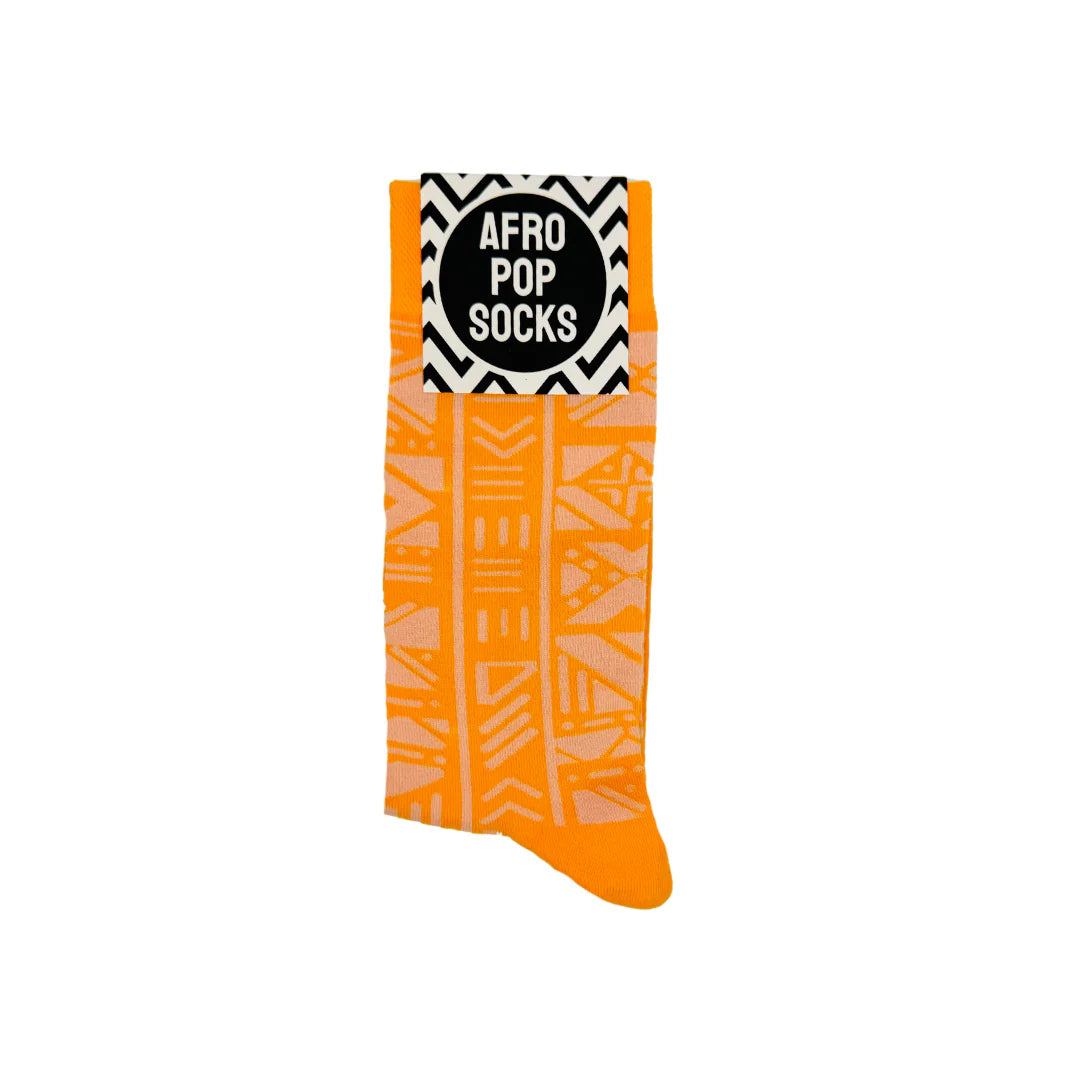Bogolan Orange Socks by Afropop