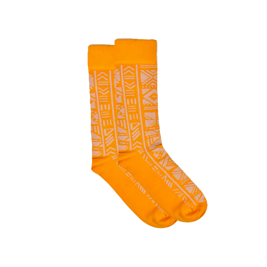 Bogolan Orange Socks by Afropop