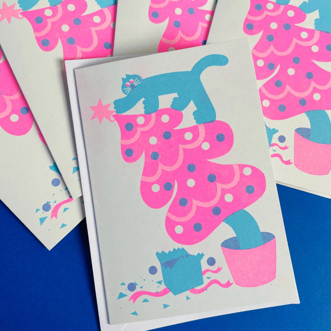 Christmas Tree Cat Card By YUK FUN