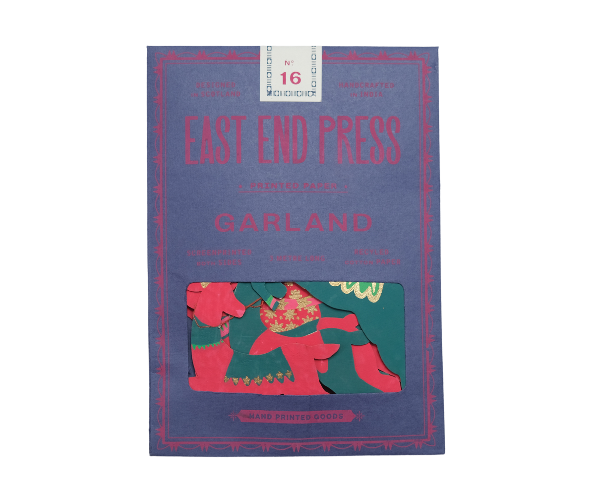Bright Reindeer Sewn Garland By East End Press