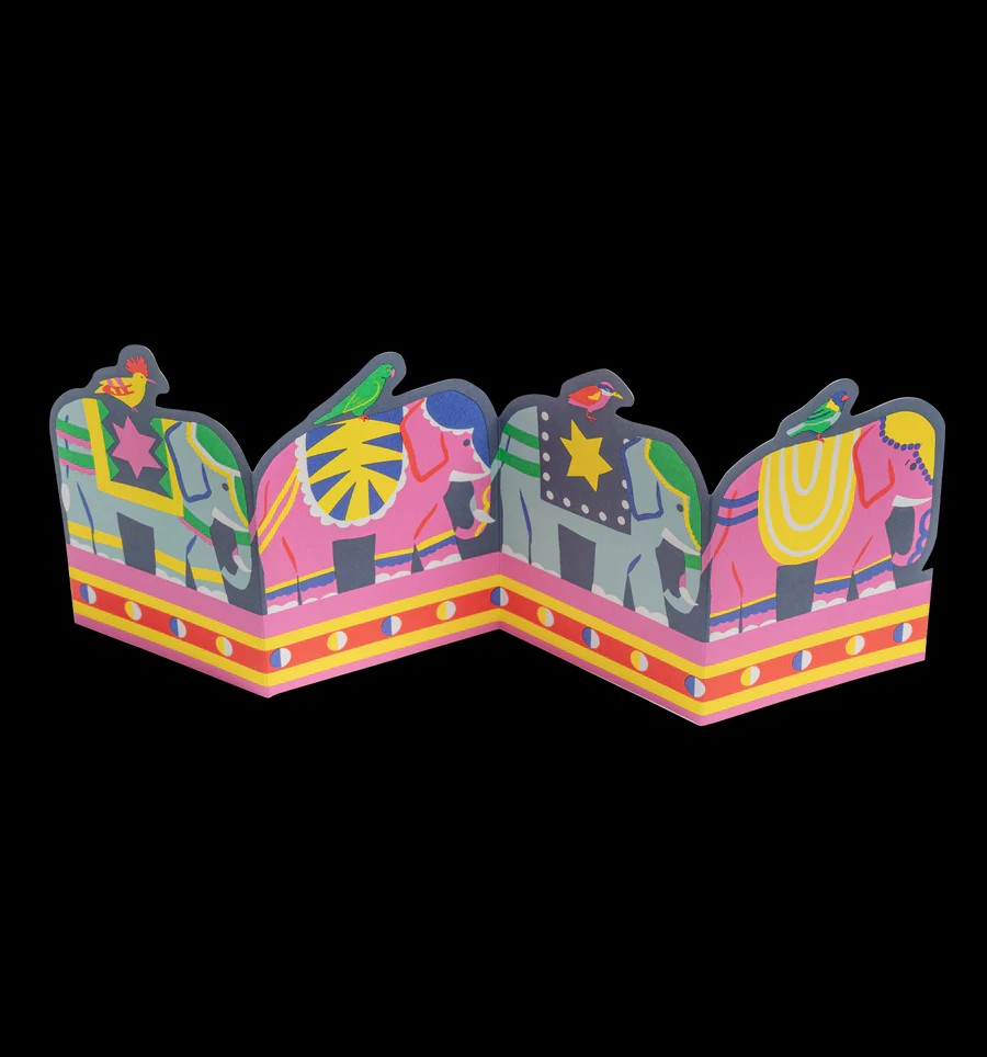 Elephant Parade Fold Out Concertina Card By Naomi Wilkinson