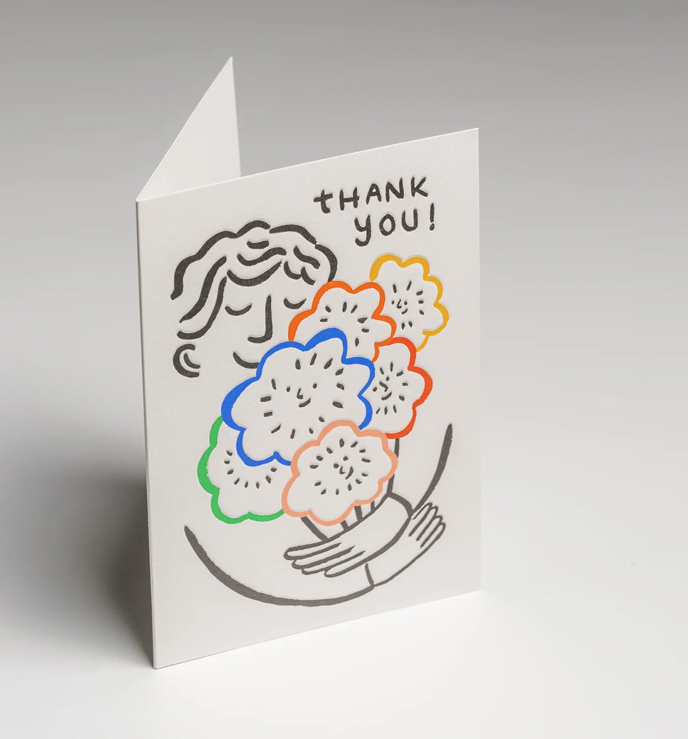 Thank You! Floral Bouquet Retro Illustration Greeting Card by Marie Assénat