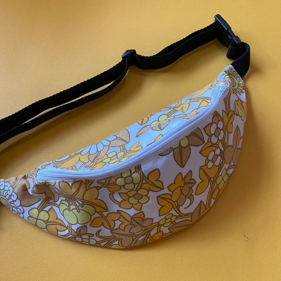 Retro Floral yellow Fabric bumbag by Silly Girl Club