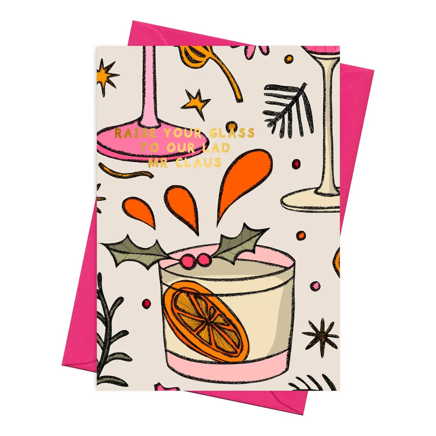 Raise A Glass Xmas Cocktail Card by Freya Niamh Design