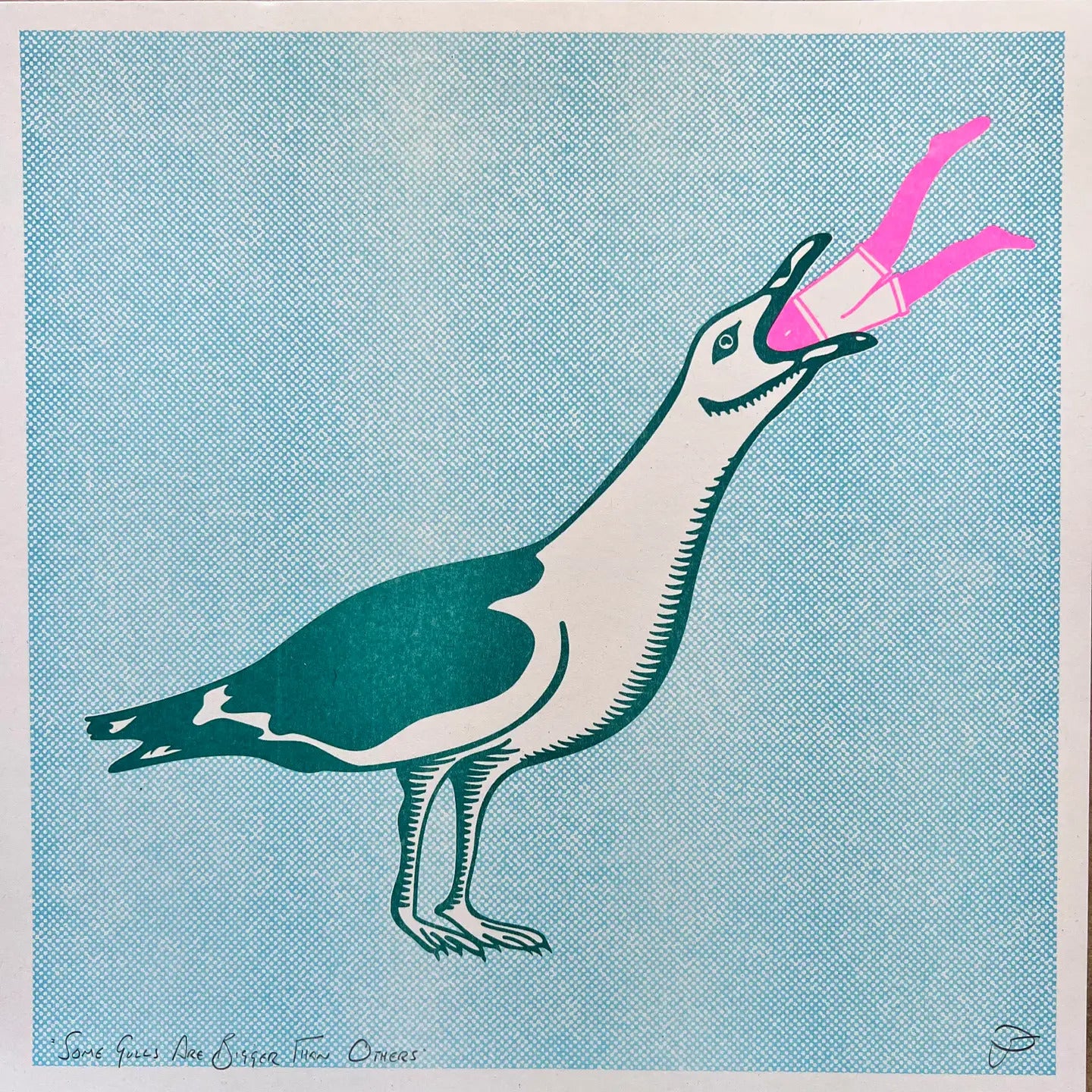 Some Gulls Are Bigger Than Others Riso Print by Strangford