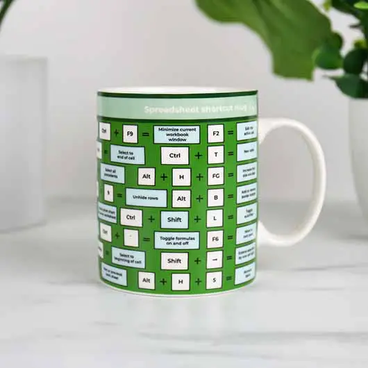 Spreadsheet Shortcut Mug by Gift Republic