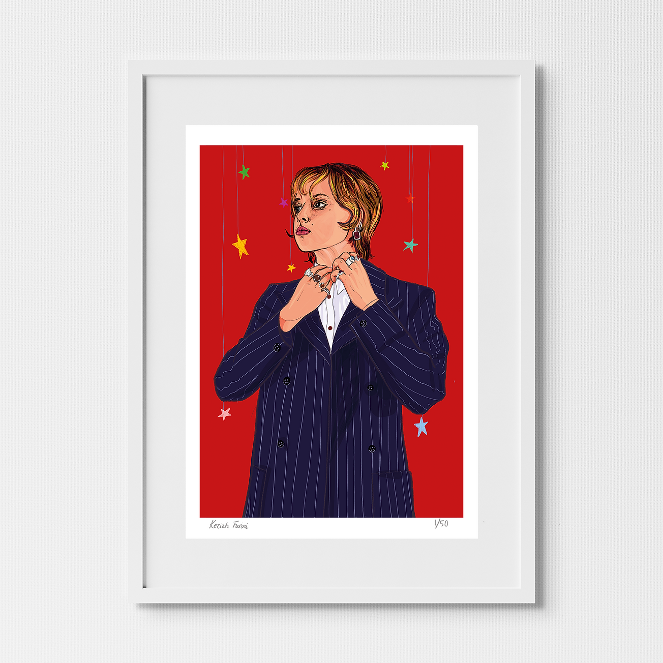 Limited Edition A4 Giclee Print - Pinstripe Power by Keziah Furini