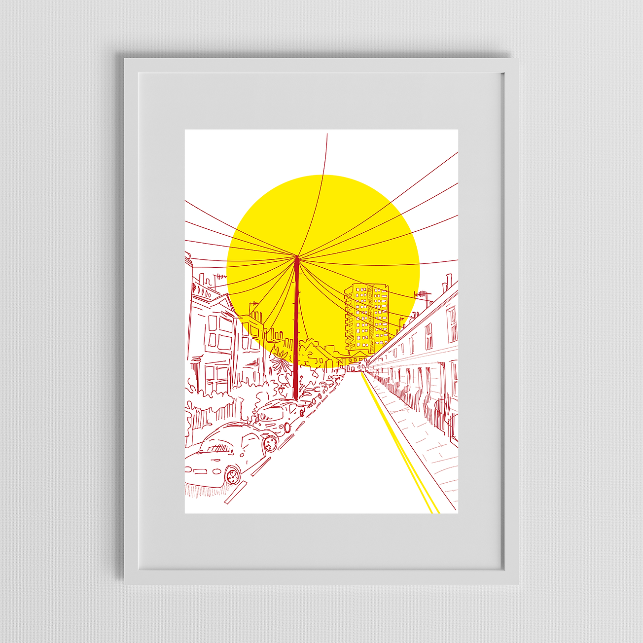 Kensington Place, Brighton A4 Art Print by Keziah Furini