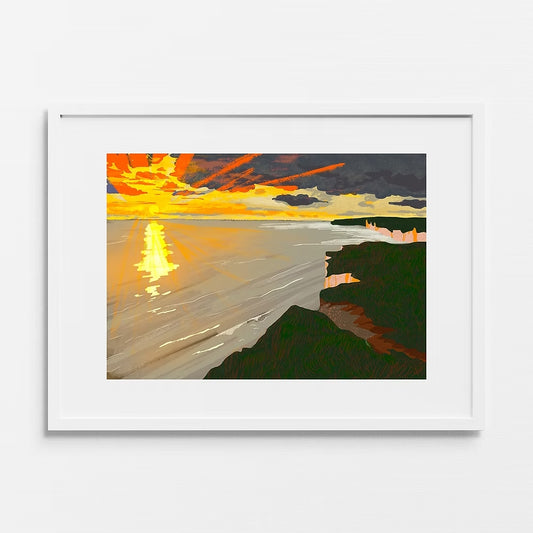Beachy Head (Sunset), Art Print by Keziah Furini