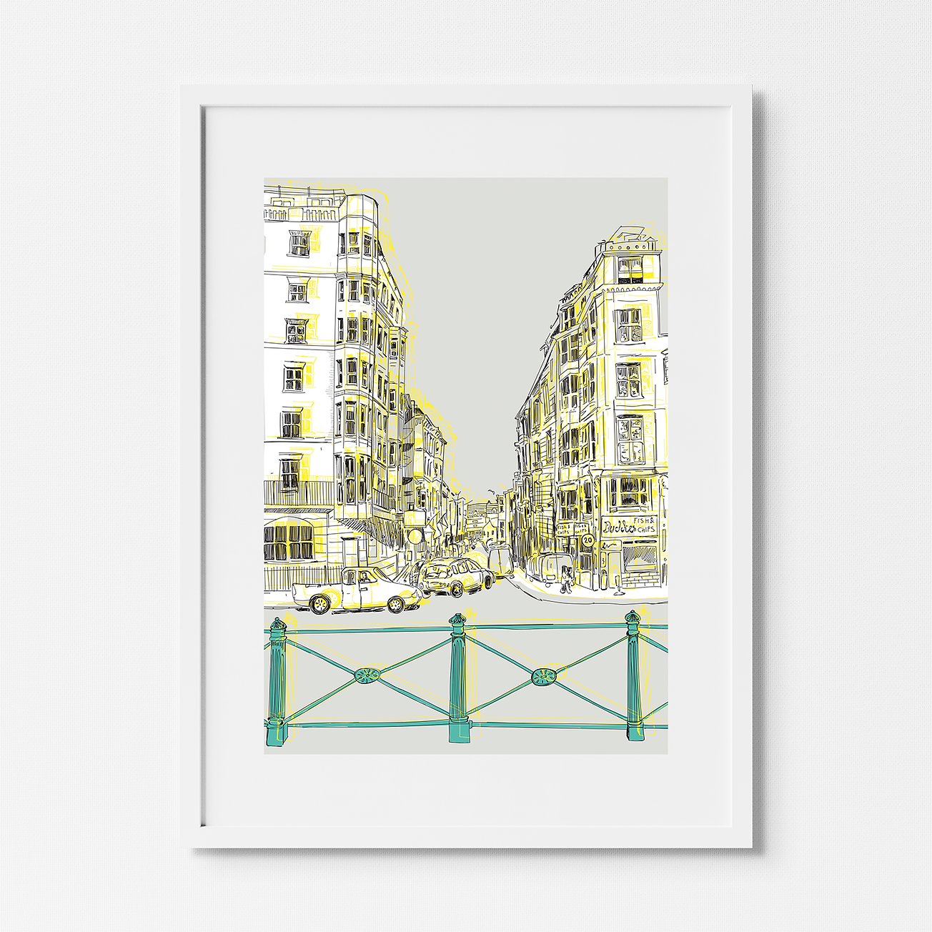 Middle street, Brighton, Art Print by Keziah Furini