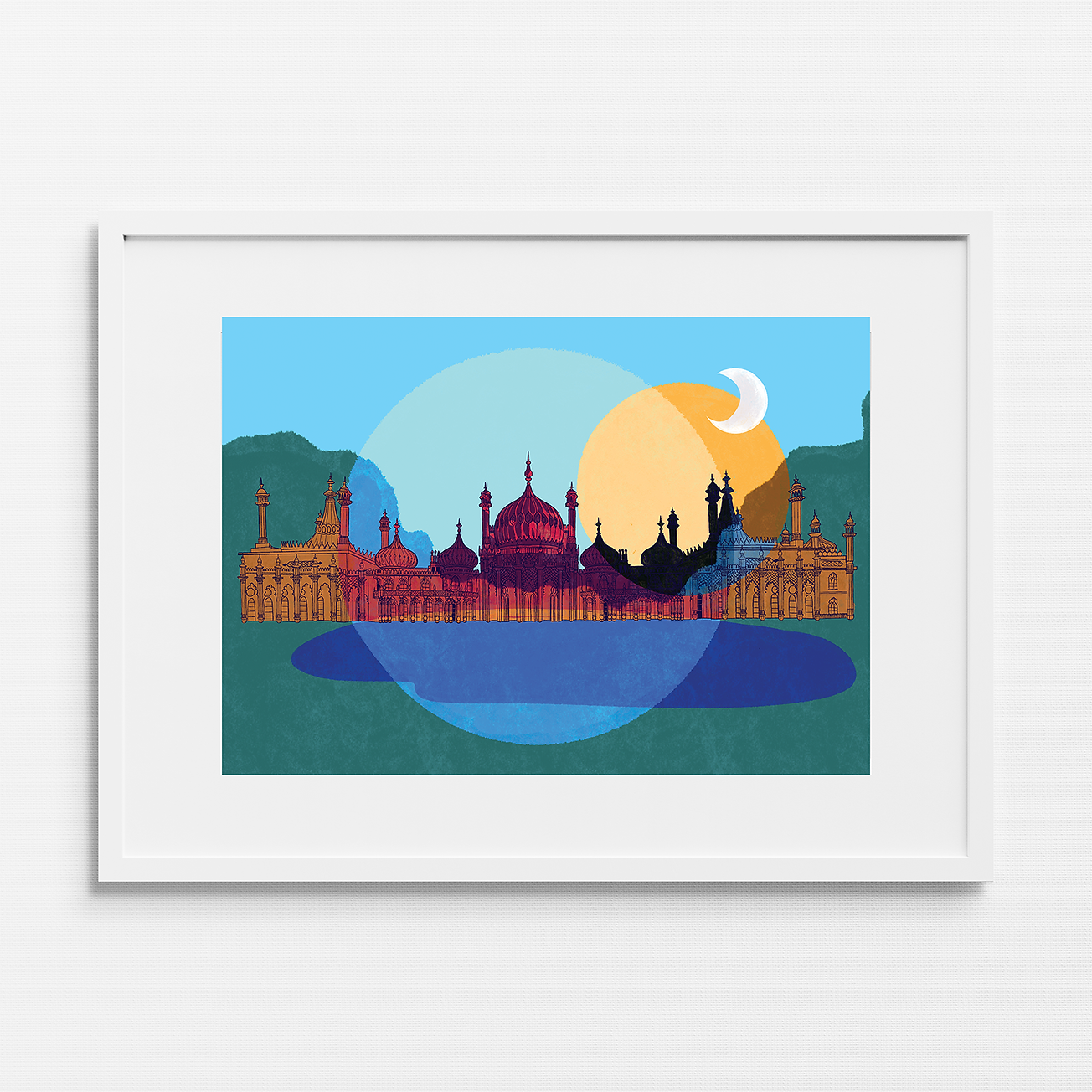 Brighton Royal Pavilion (Night and Day), Art Print by Keziah Furini