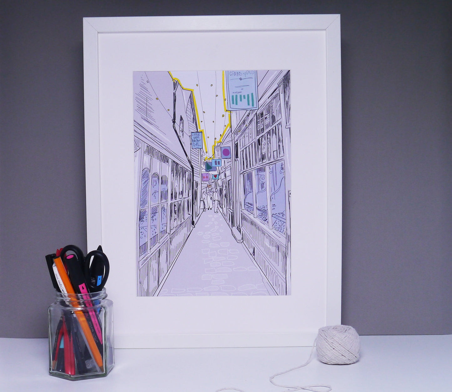 South Lanes Brighton, Art Print by Keziah Furini