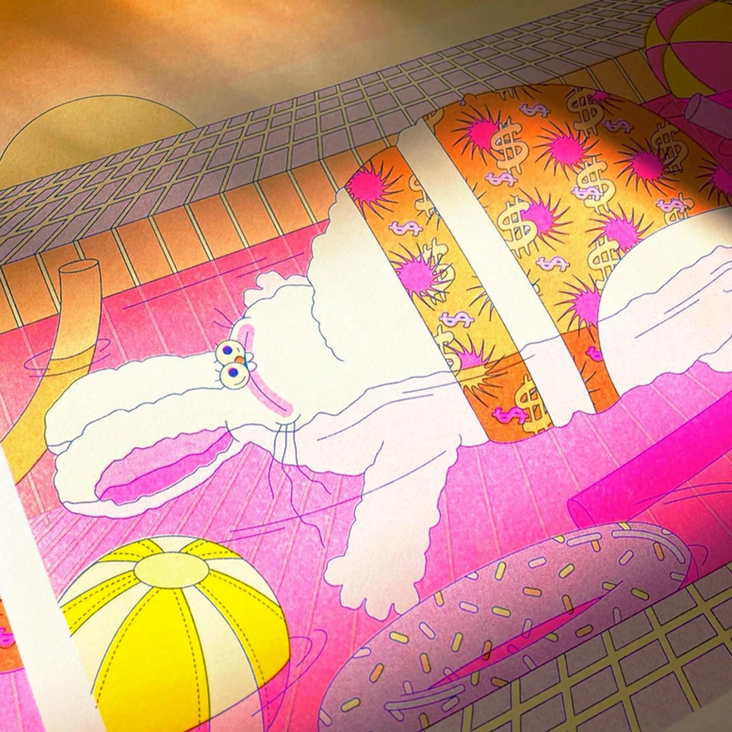 Summer Break - Riso A3 Art Print by alice Monvaillier