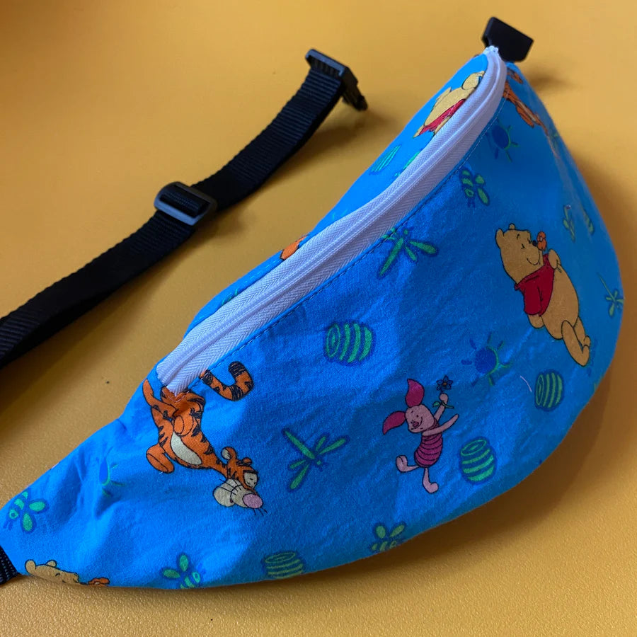 Reworked Duvet Cover Cartoon blue bumbag by Silly Girl Club