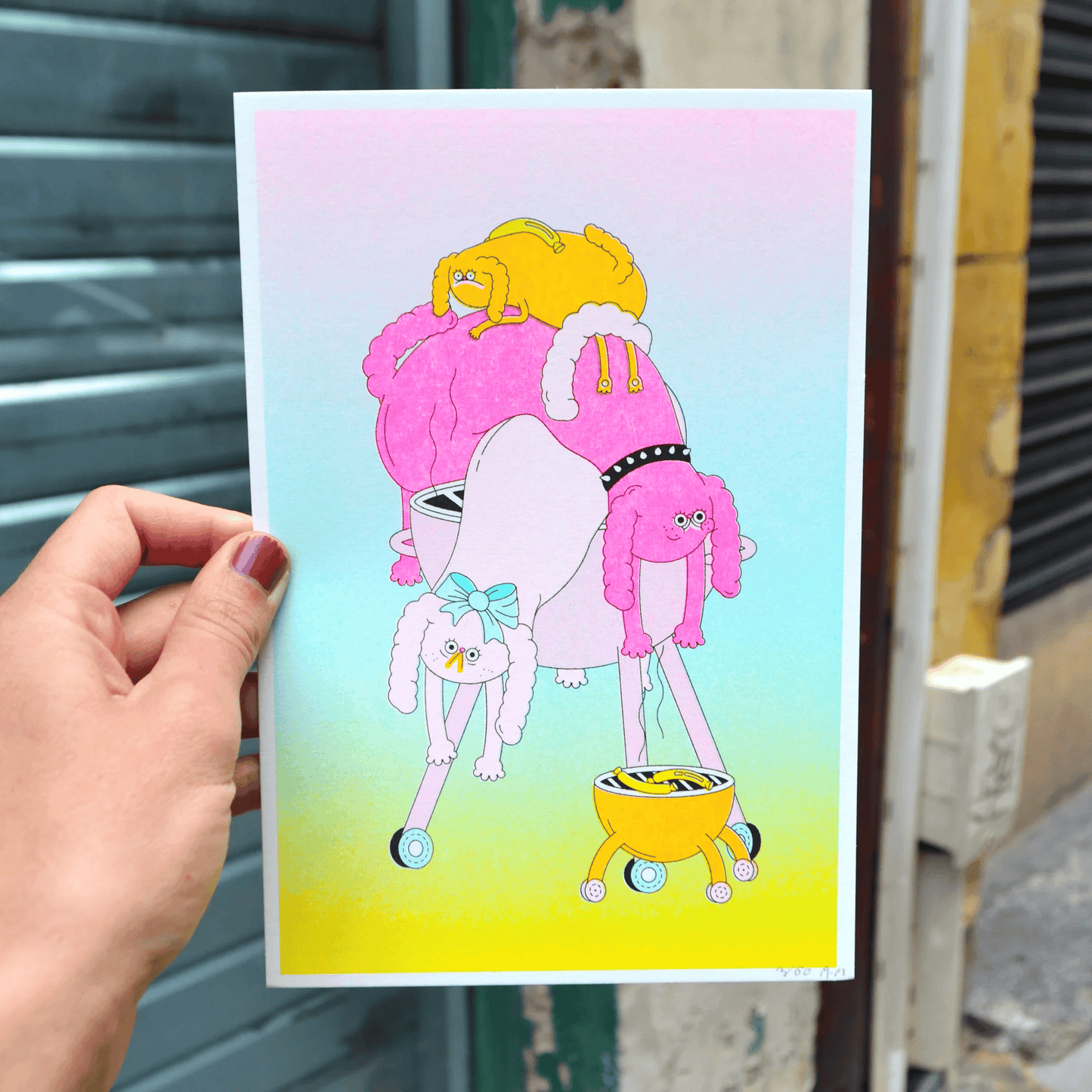 Sausage Dogs - A5 riso print by Alice Monvaillier