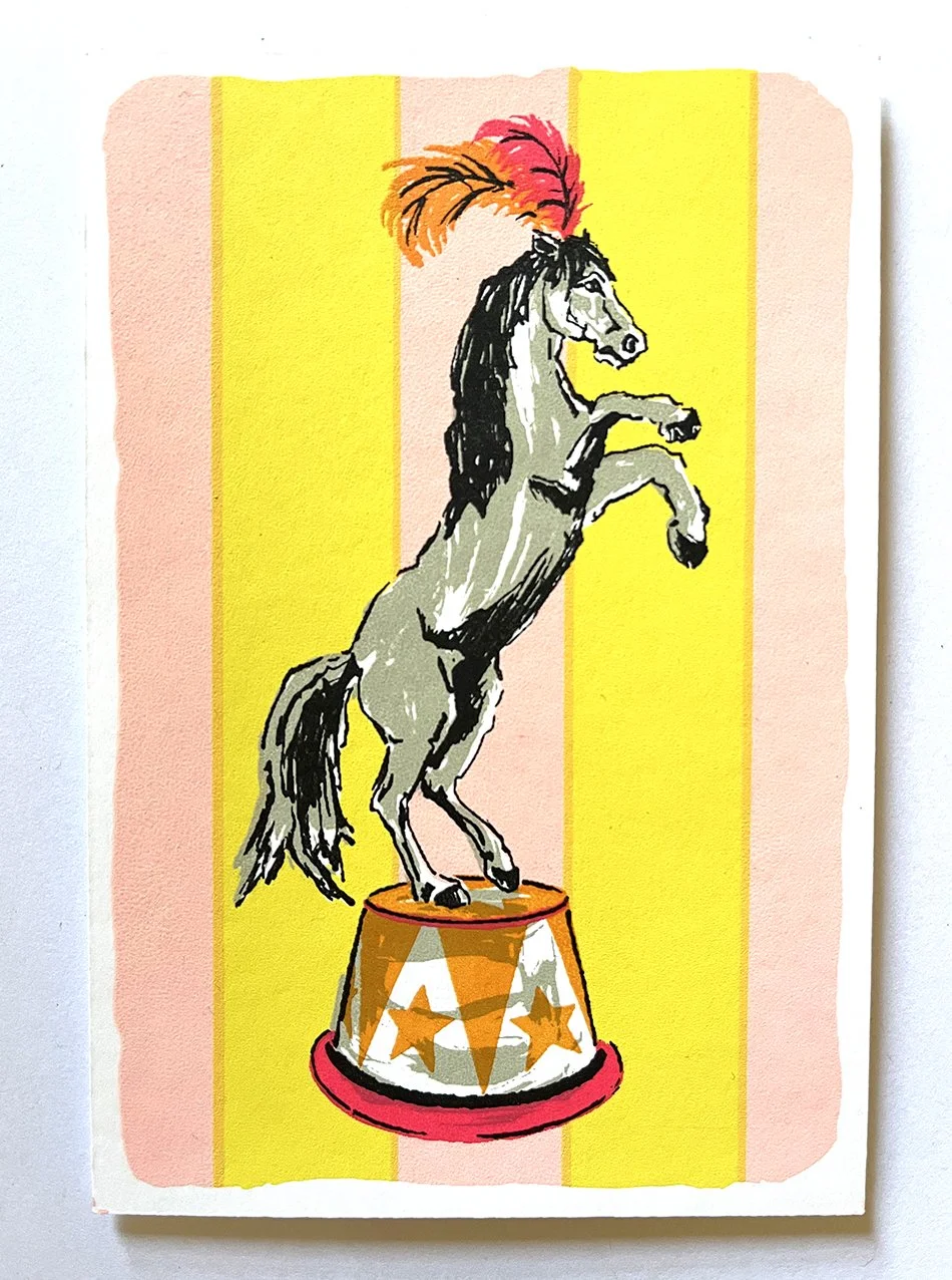 'Circus Horse' Screenprinted Card By Sarah Targett