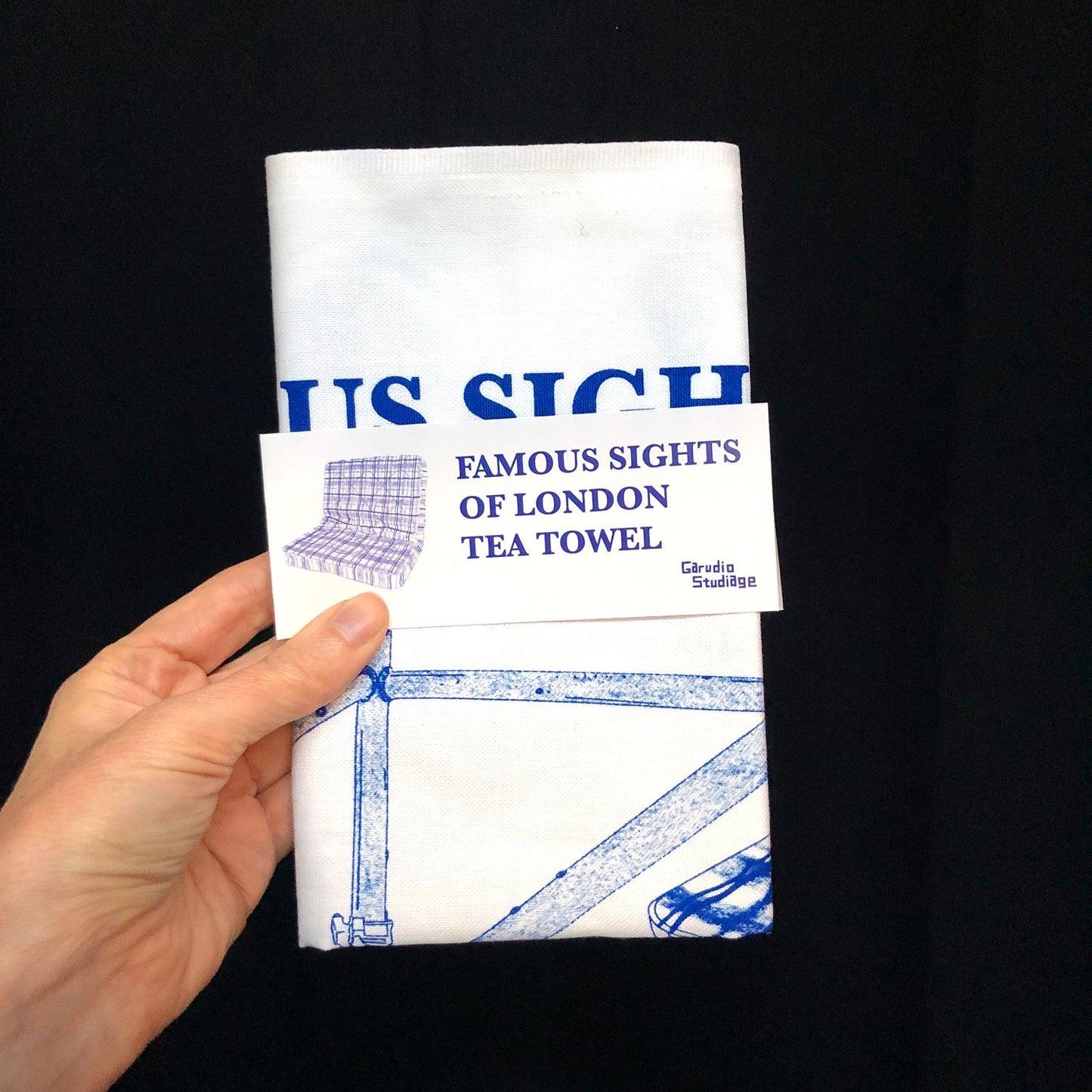 famous Sights of London tea towel by Garudio