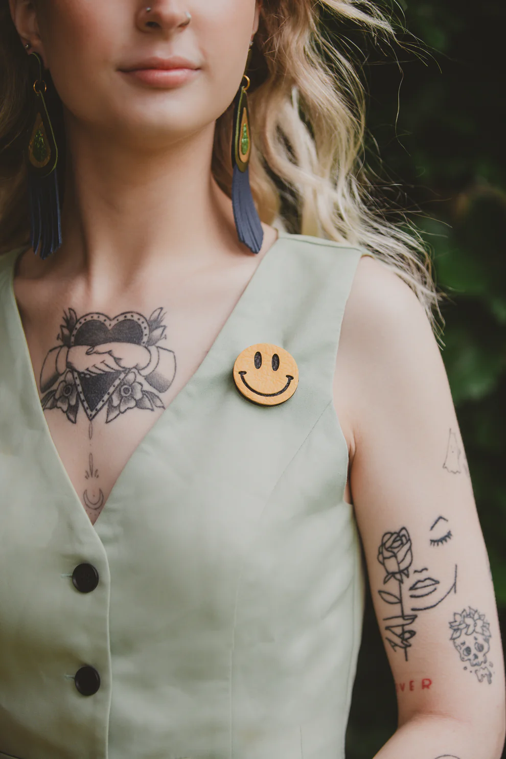Smiley Brooch Yellow by Luna Design