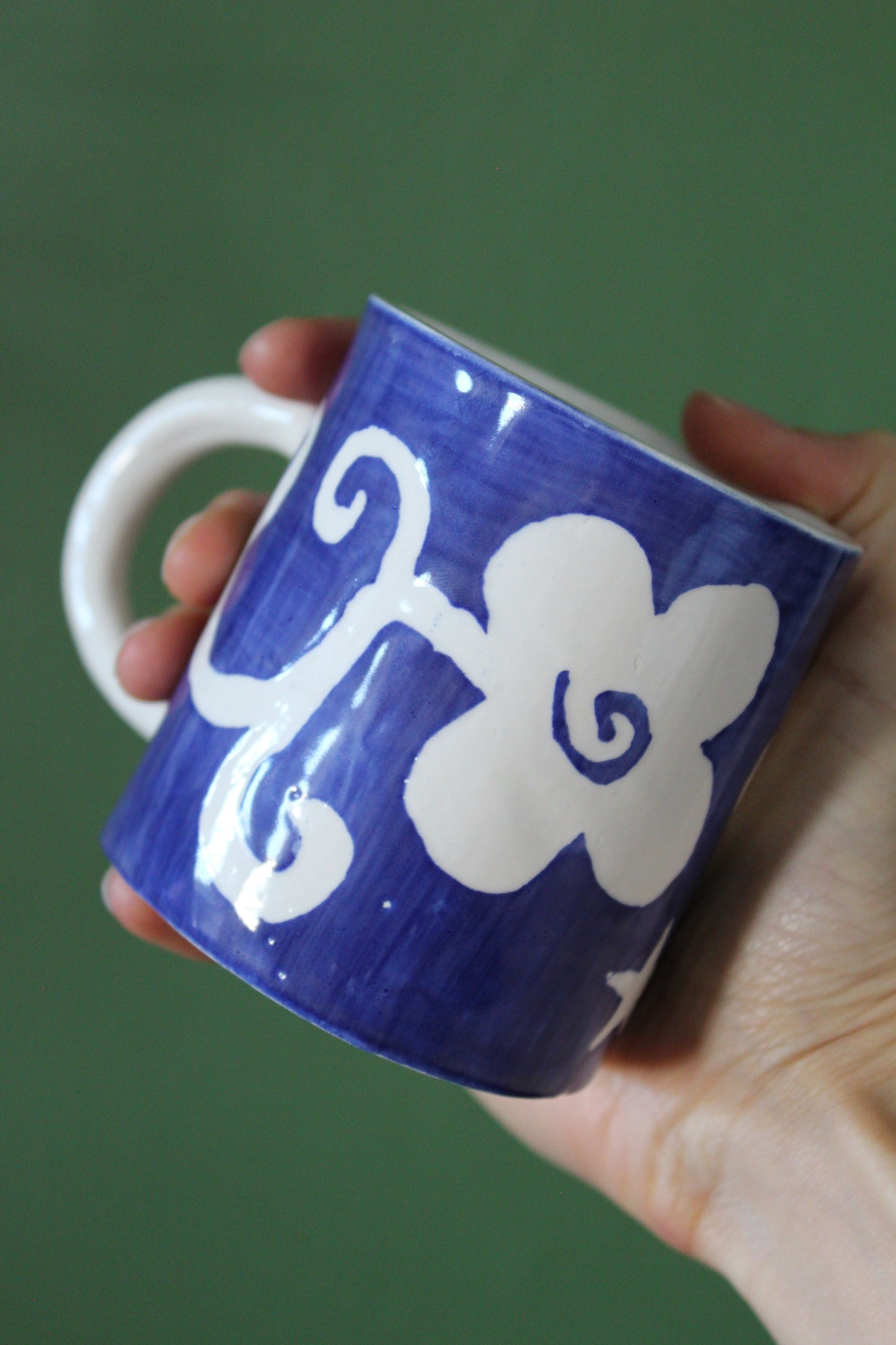 Wiggly Flowers Midnight Blue Ceramic Mug by Studio Pastel