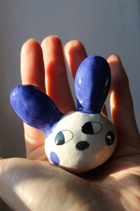 Blue Rabbit Head Ceramic Bunny by Studio Pastel