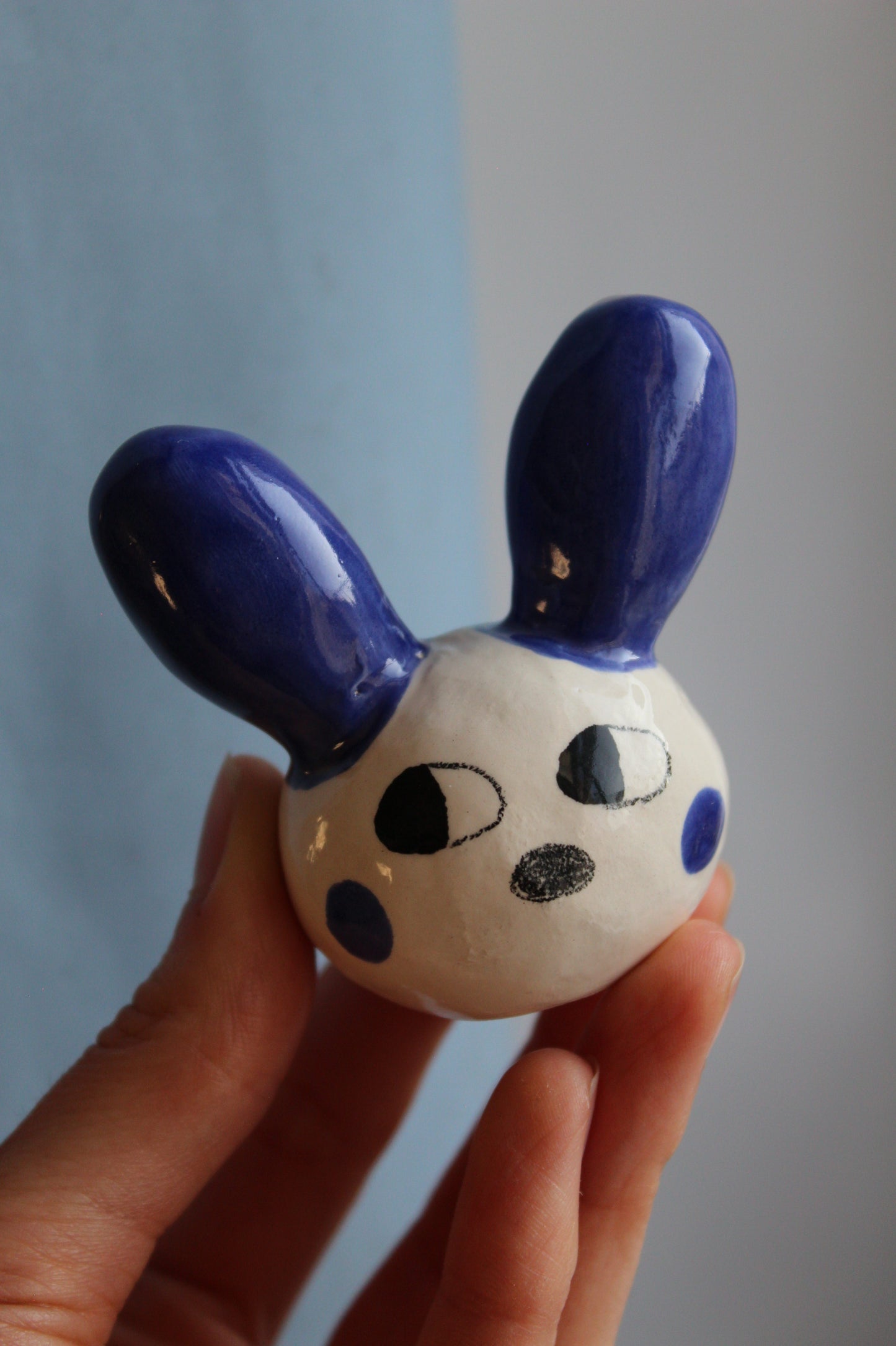 Blue Rabbit Head Ceramic Bunny by Studio Pastel
