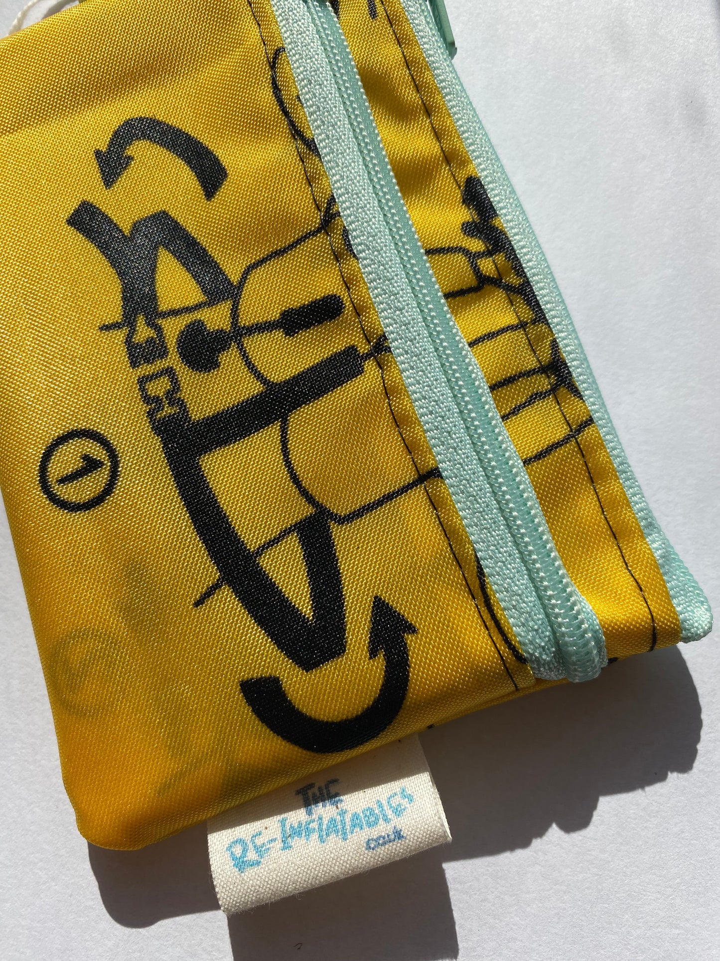 Zipper Pouch Yellow recycled Life Jacket by Re-Inflatables