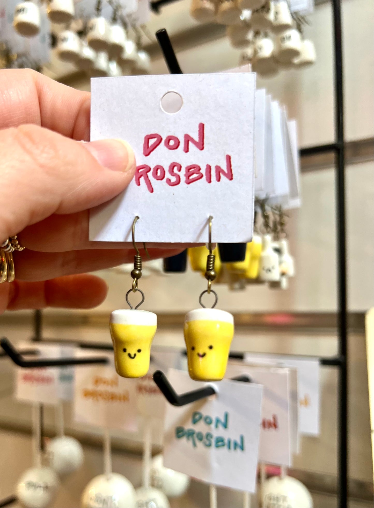 Beer Handmade Ceramic Earrings By Don Brosbin