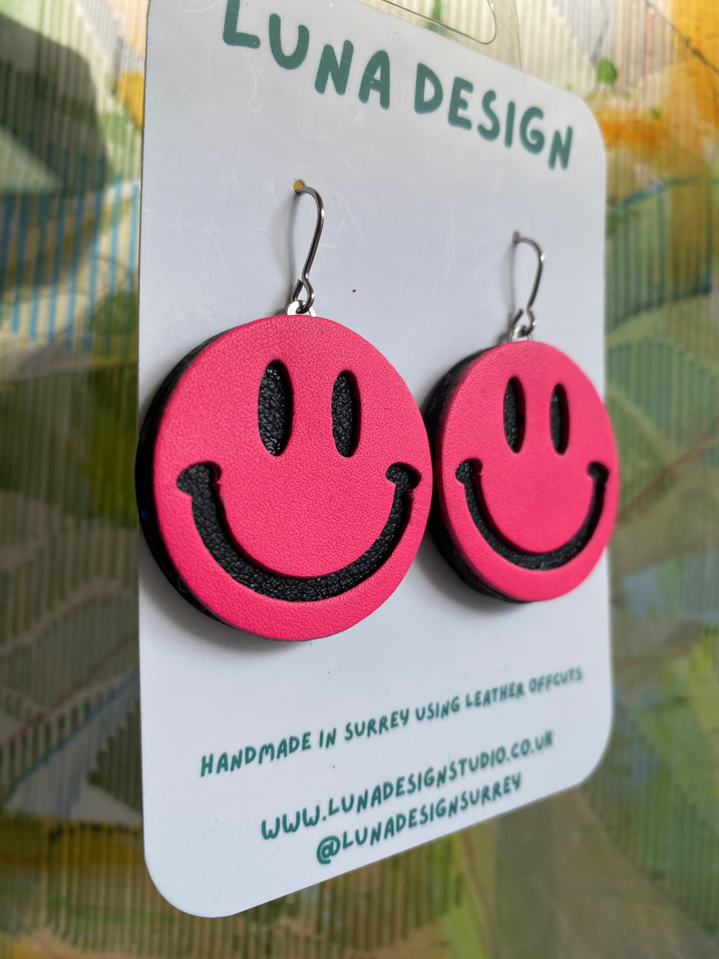 Smiley Earrings Pink by Luna Design