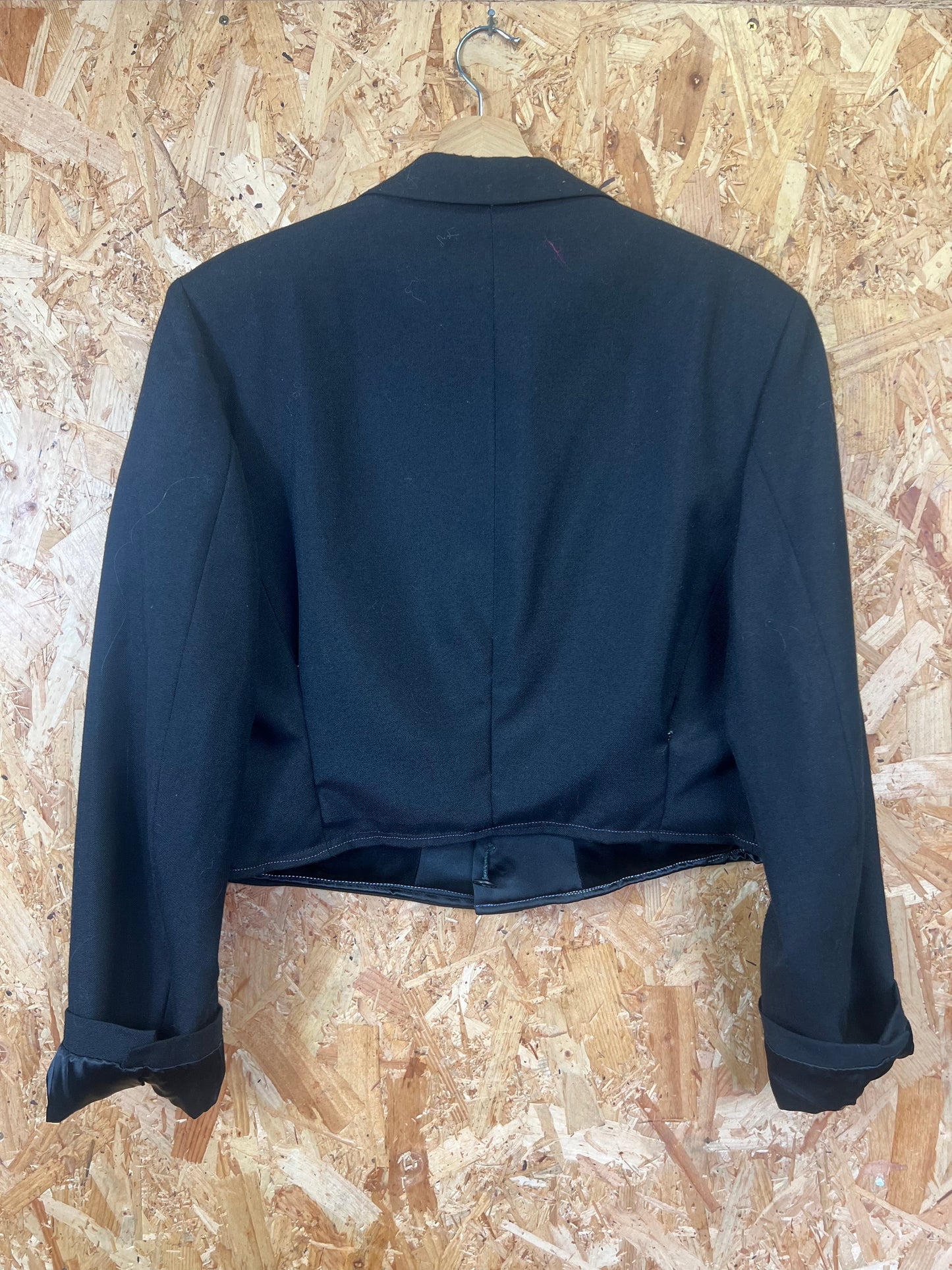 Upcycled Black Blazer With Heart Patchesby Snacks