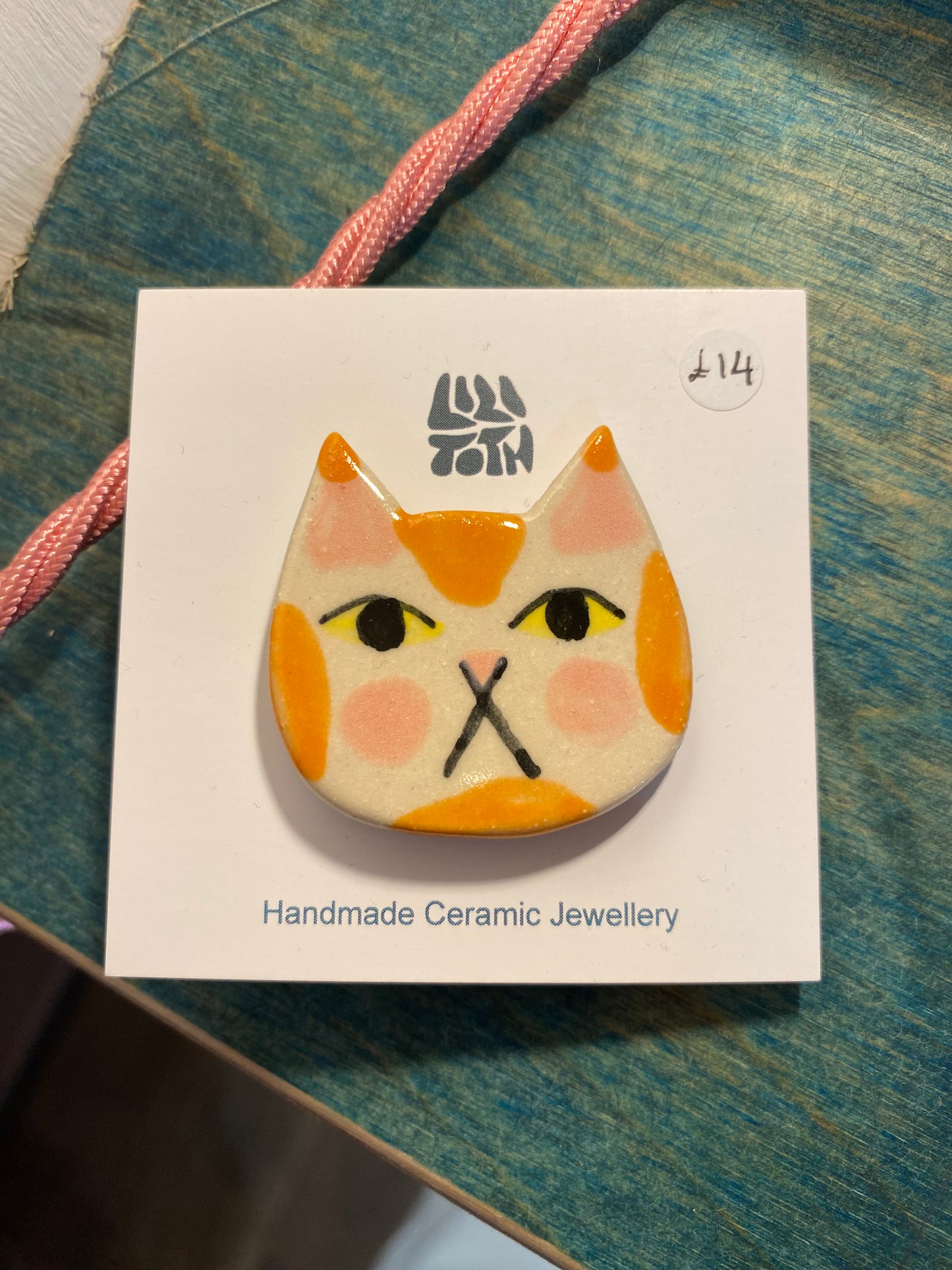 Large Grumpy Ginger Cat pin by Lili Toth