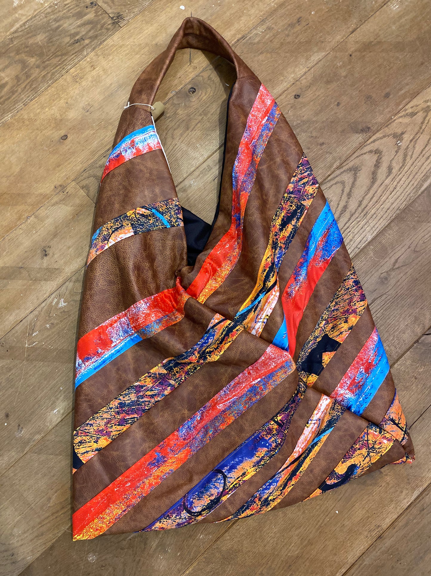 Unique Leather bag Art Print on Upcycled polyester by RELAB