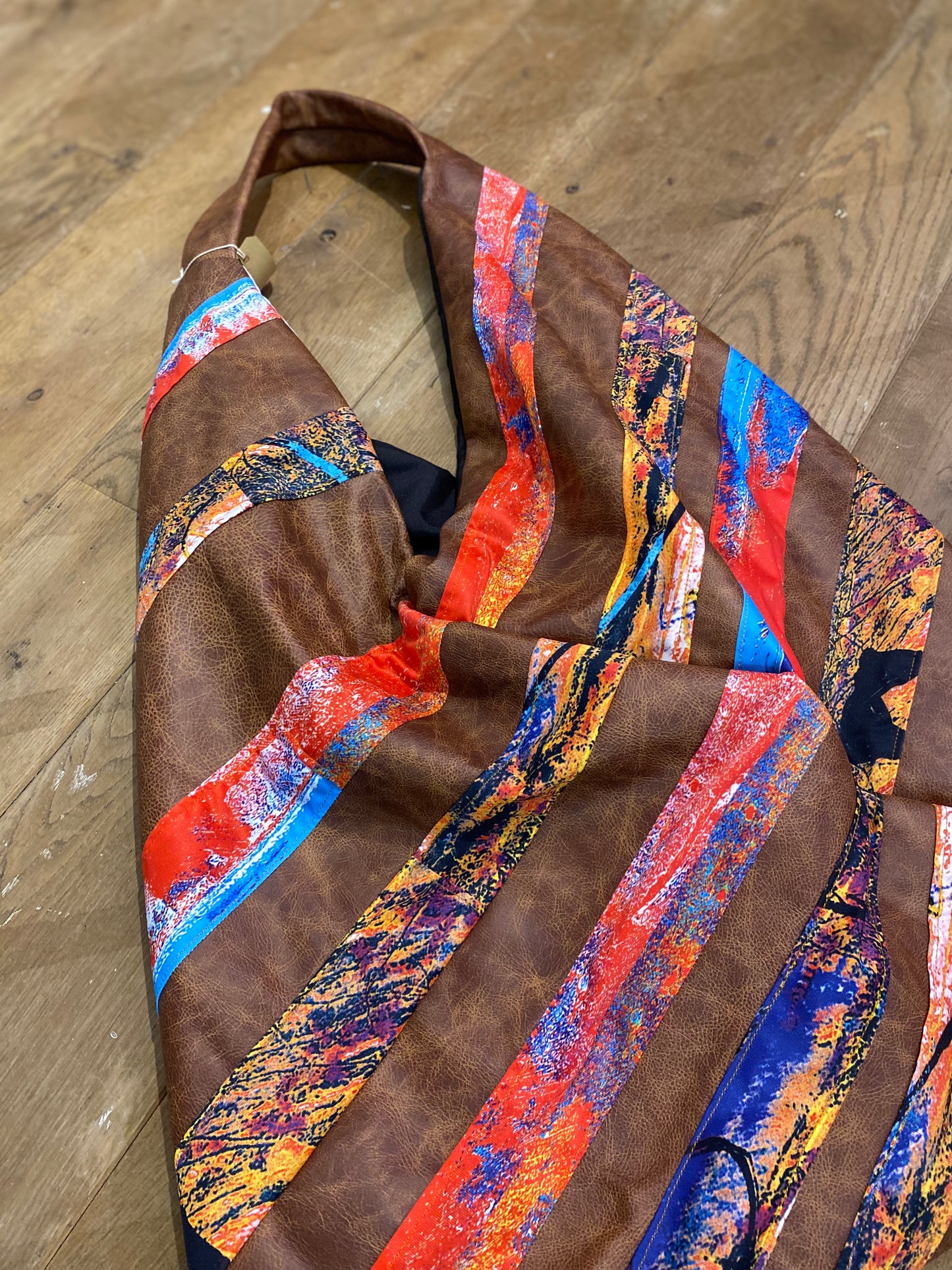 Unique Leather bag Art Print on Upcycled polyester by RELAB