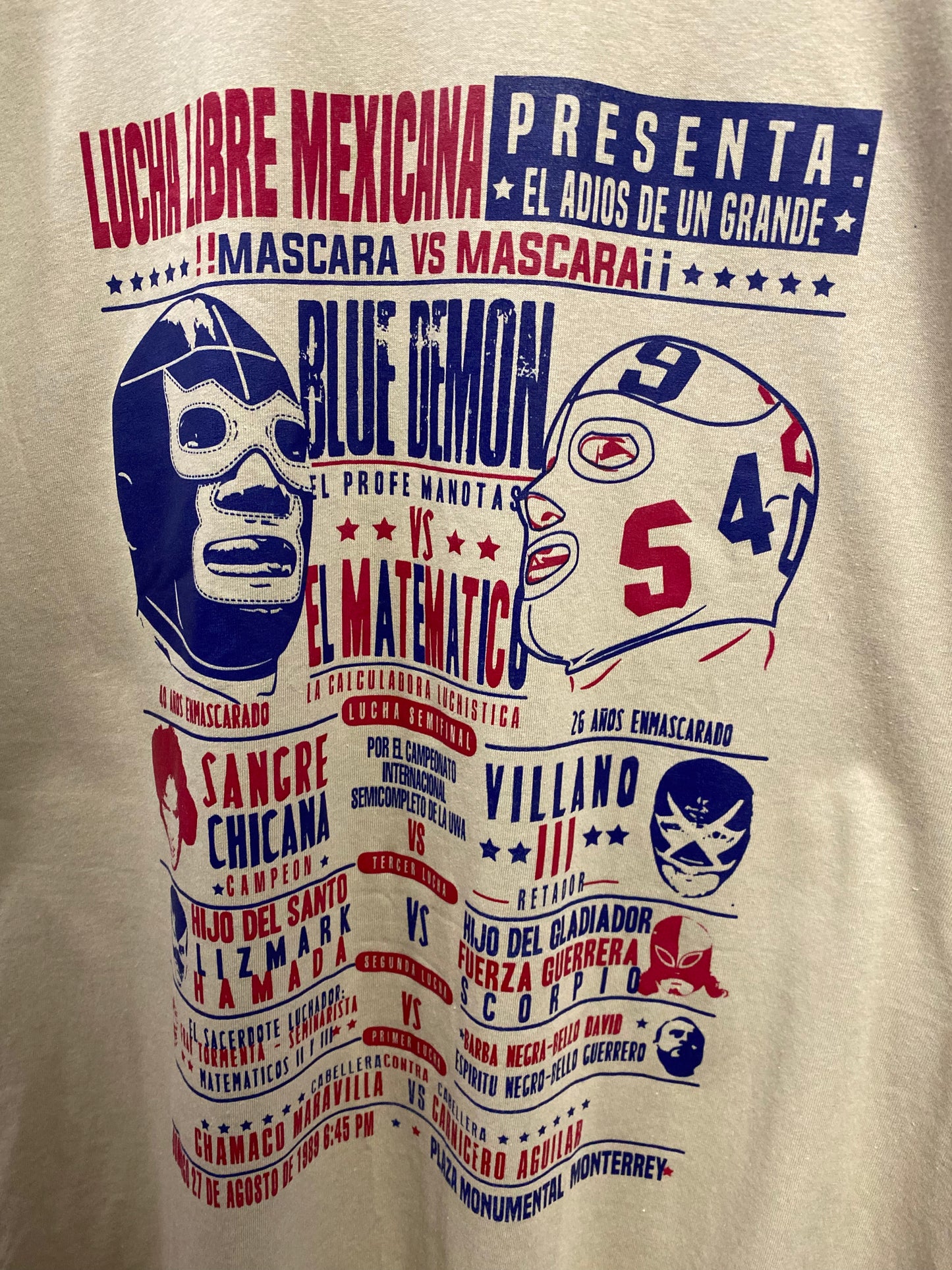 Luchia Libre Mexicana Graphic Sand Tshirt by Stanley Road