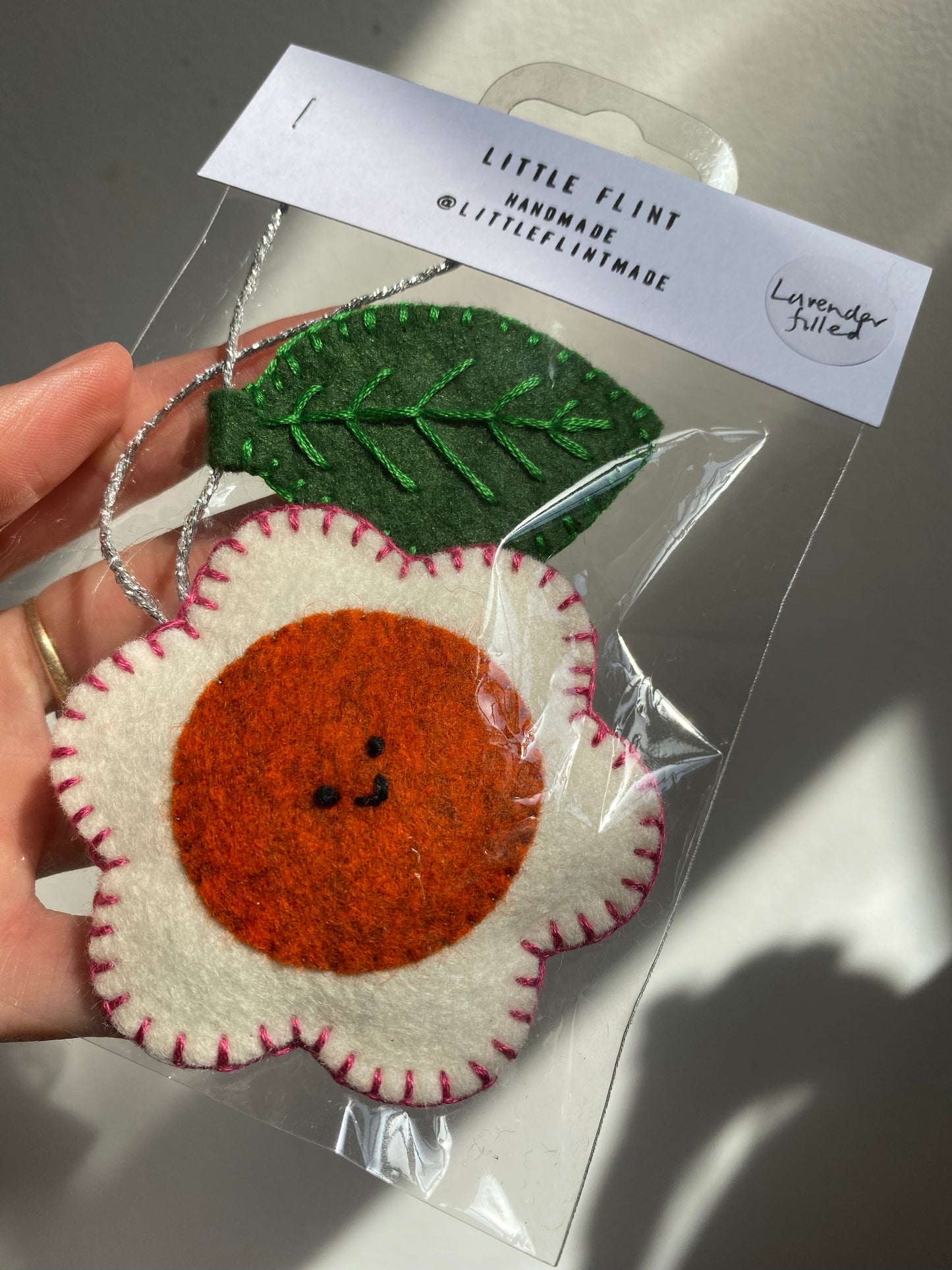 Wool felt hanging lavender white flowers by Little Flint