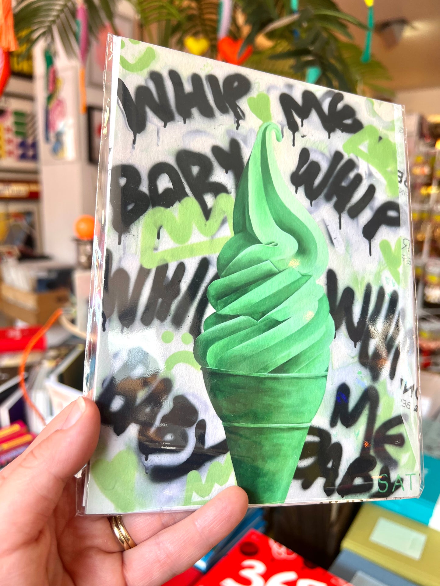 'Whip Me' Green Ice Cream Print By Steph Tripolitaki