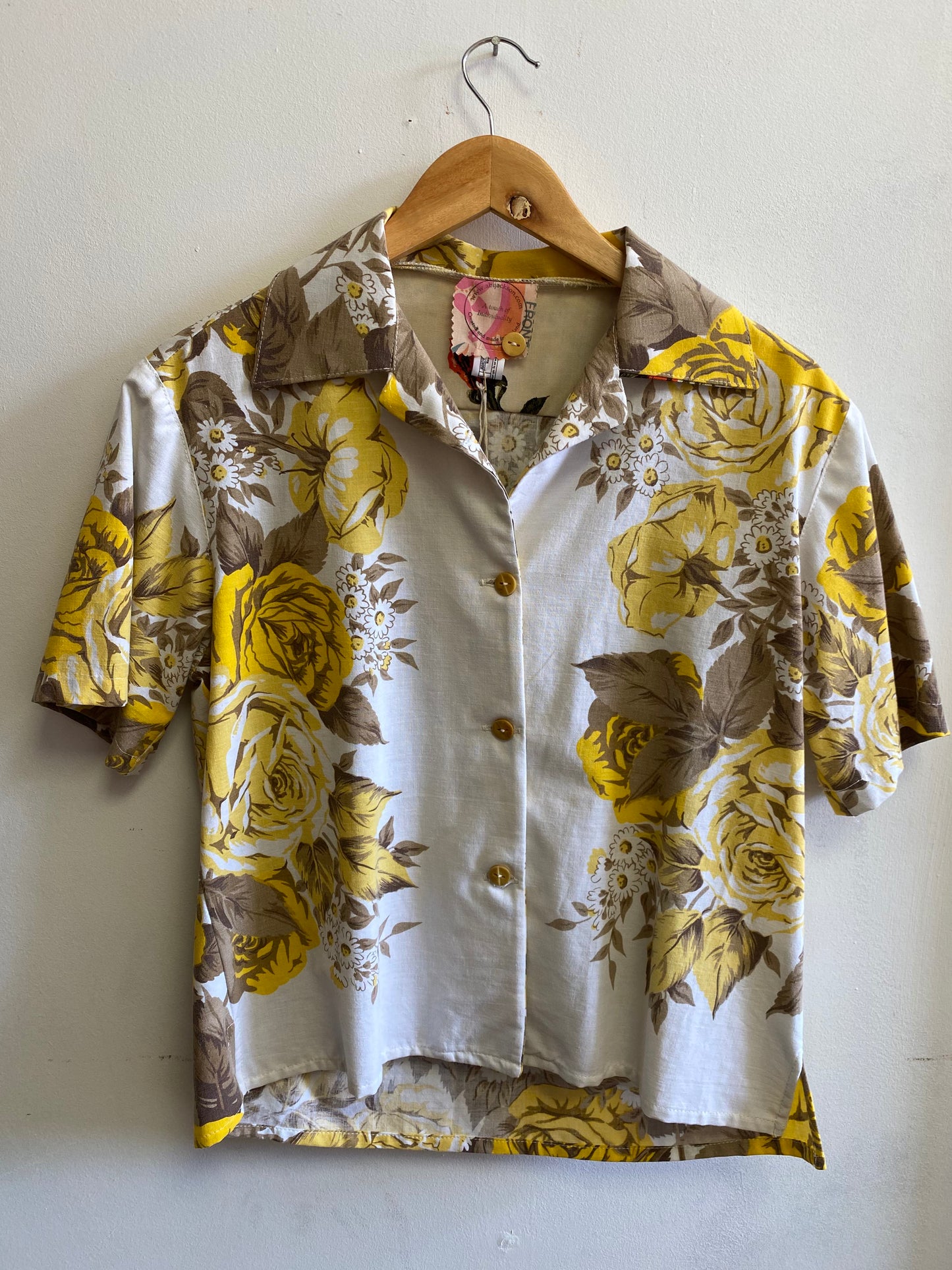 1950's unique Vintage Shirt upcycled cotton tablecloth by Stitch & Make