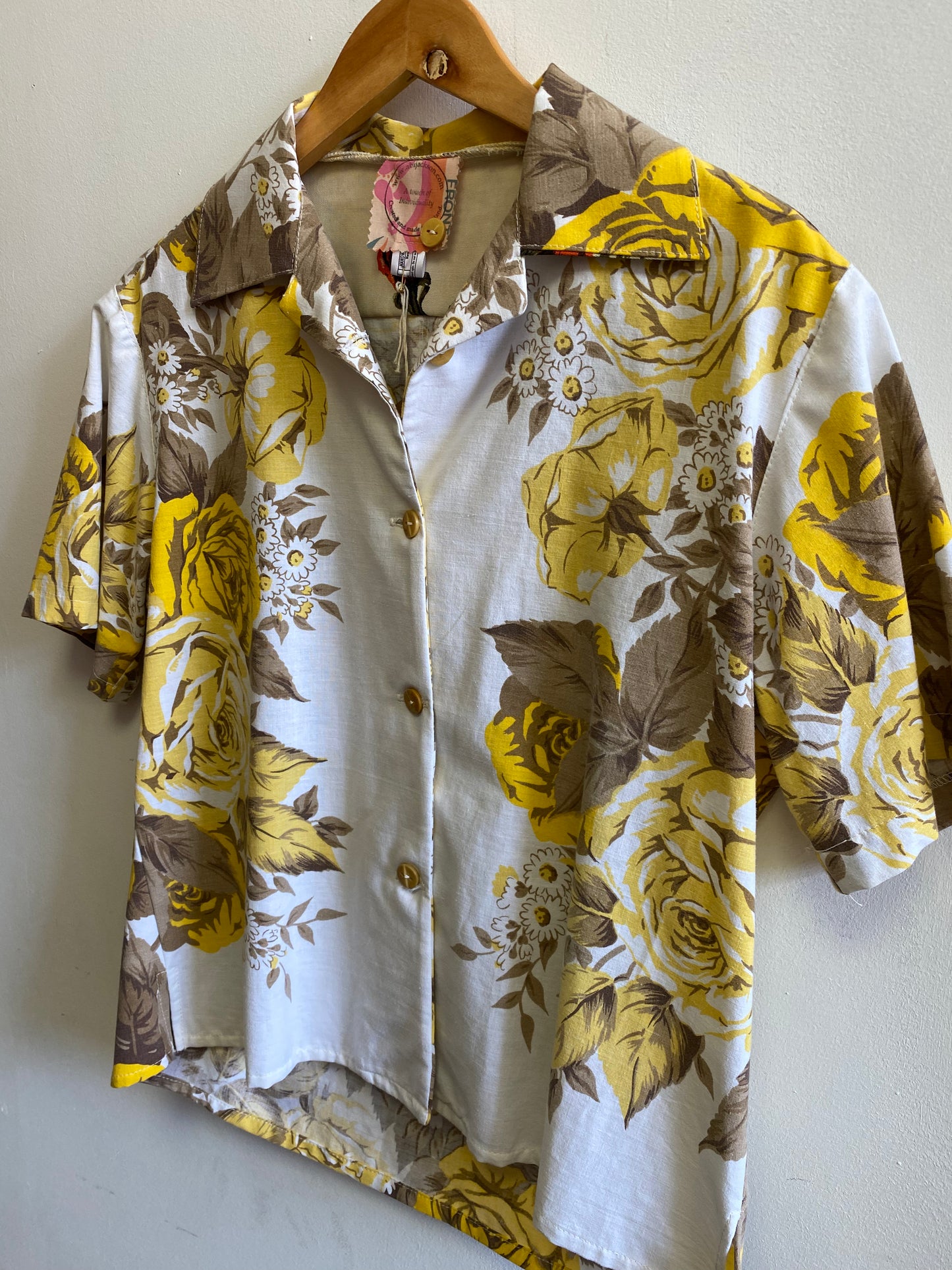 1950's unique Vintage Shirt upcycled cotton tablecloth by Stitch & Make