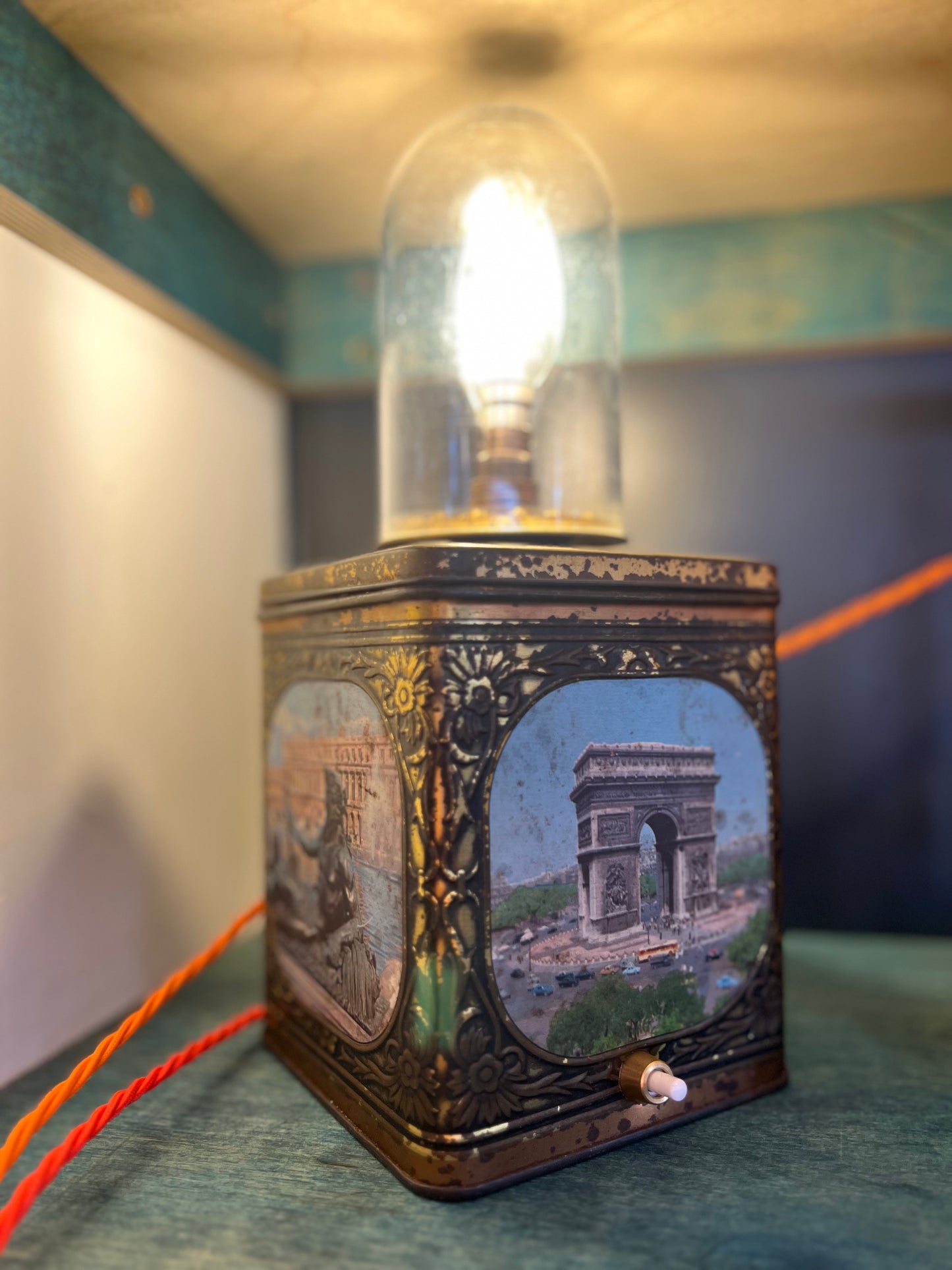 Vintage Paris Tin Lamp by Lost & Foundry